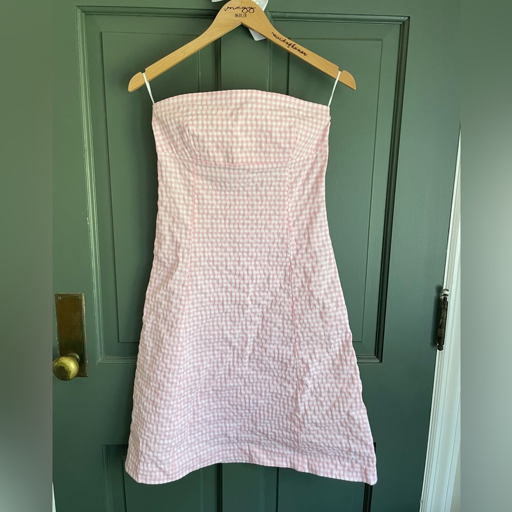 Zara Gingham Strapless Dress